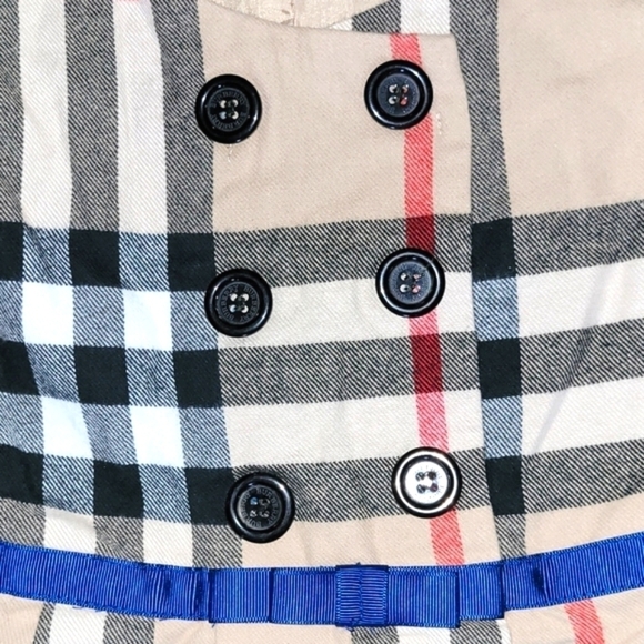 Burberry London Nova Check Pleated Dress Buttons Front Panel And Satin Belt XL - Picture 3 of 11